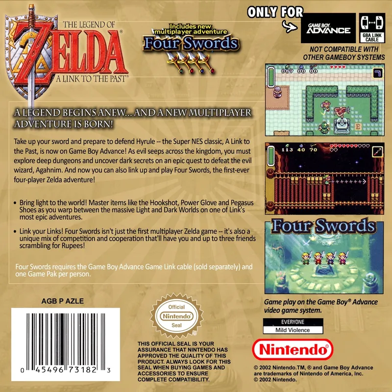 The Legend of Zelda: A Link to the Past and Four Swords box back