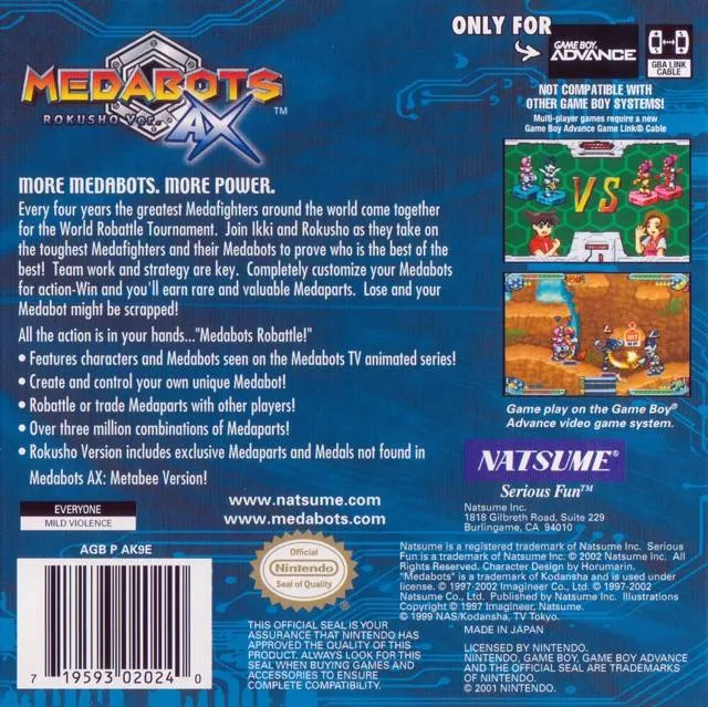 Medabots AX: Rokusho Version box back
