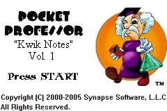 Pocket Professor - Kwik Notes - Volume One title screen