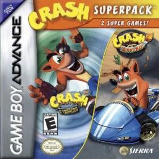 Crash Superpack - Crash Bandicoot 2 - N-Tranced + Crash Nitro Kart cover art for Nintendo Game Boy Advance