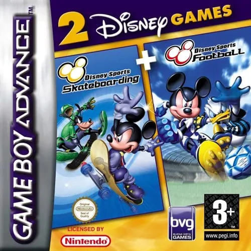 2 Disney Games: Disney Sports: Football + Disney Sports: Skateboarding cover art for Nintendo Game Boy Advance