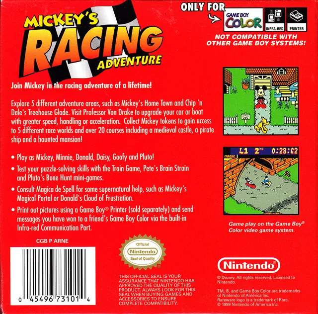 Mickey's Racing Adventure box back
