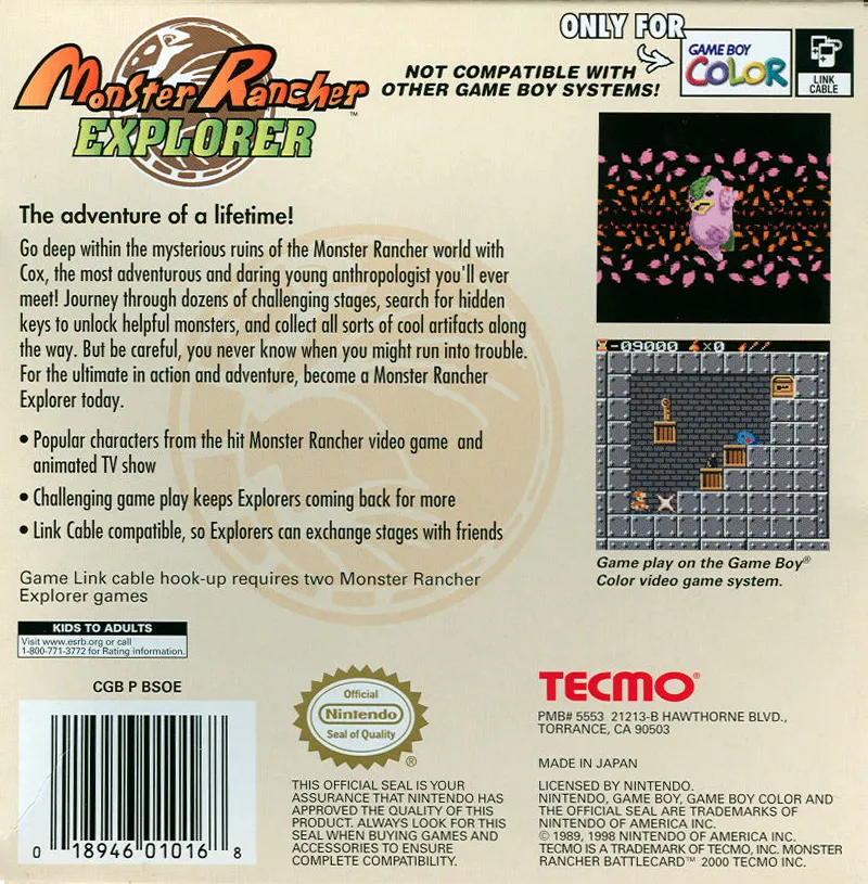 Monster Rancher Explorer box back