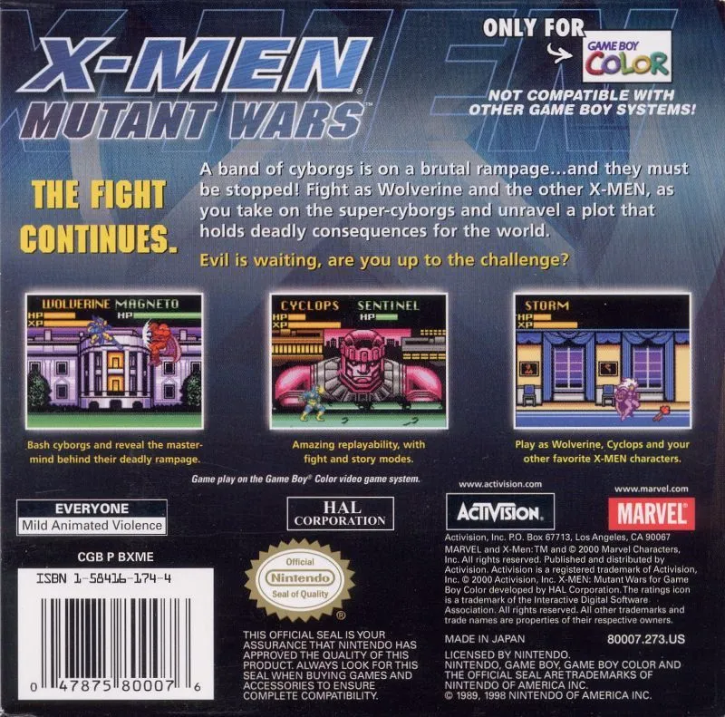 X-Men: Mutant Wars box back