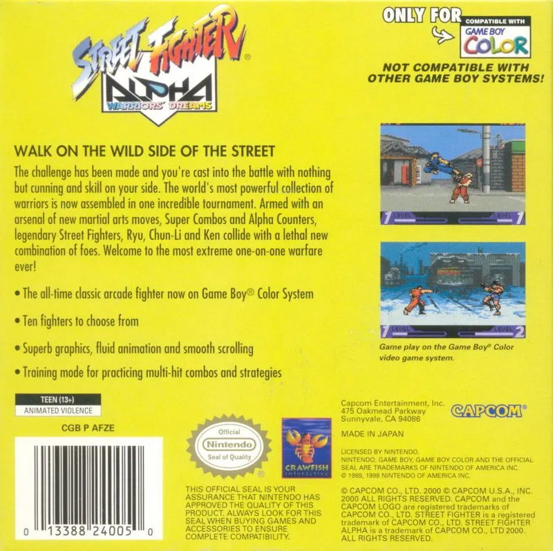 Street Fighter Alpha: Warriors' Dreams box back