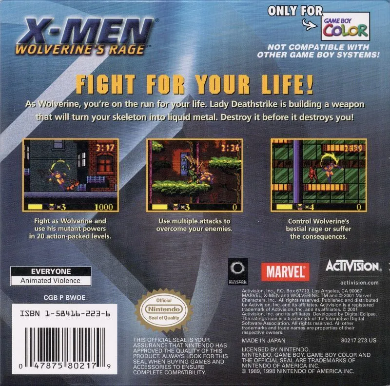 X-Men: Wolverine's Rage box back