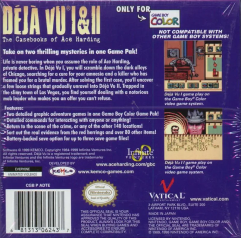 Deja Vu I & II: The Casebooks of Ace Harding box back