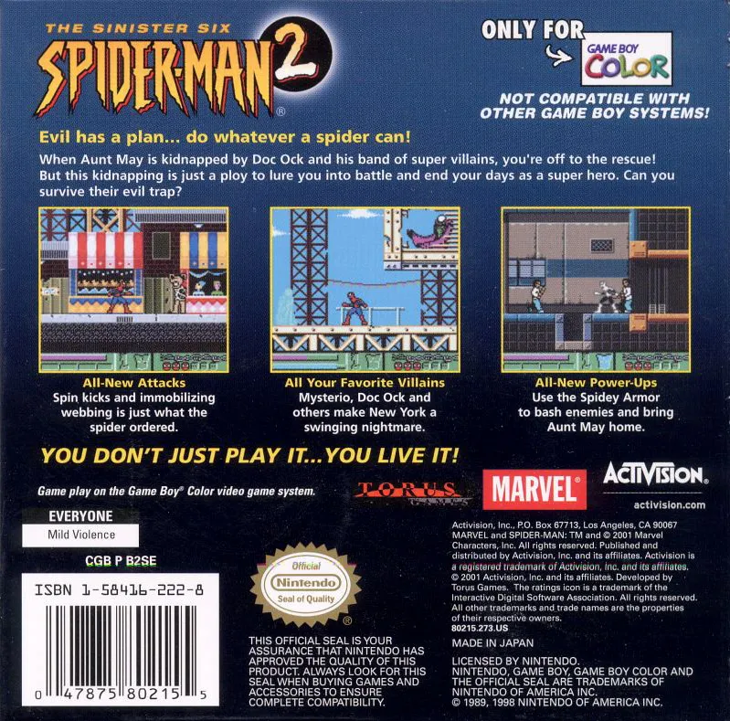 Spider-Man 2: The Sinister Six box back