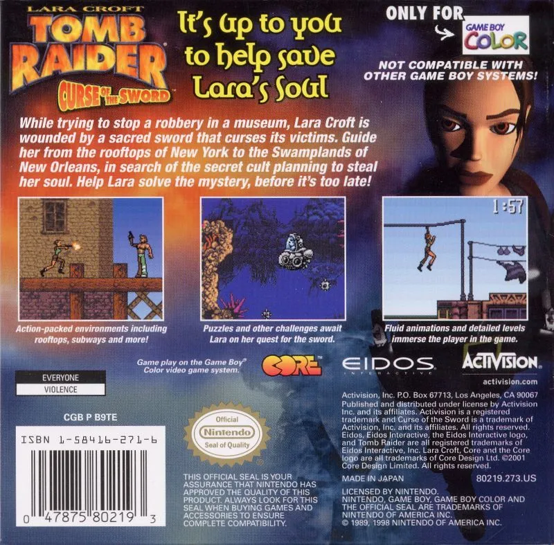 Lara Croft: Tomb Raider - Curse of the Sword box back