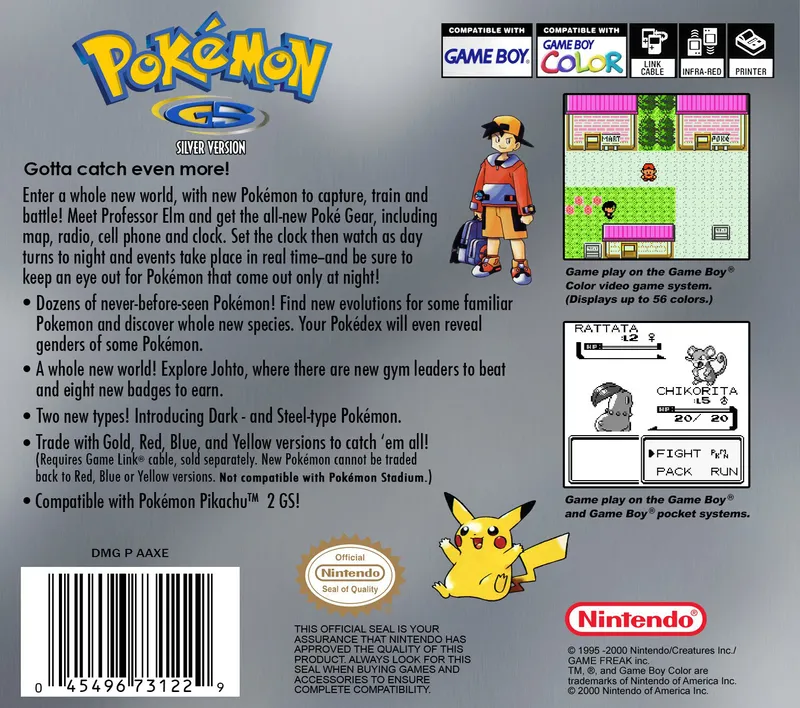 Pokémon Silver Version box back