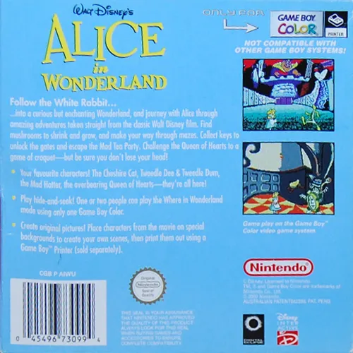 Alice in Wonderland box back