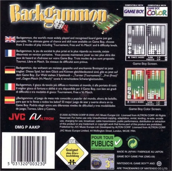 Backgammon box back