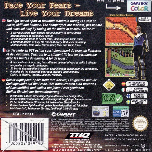 No Fear: Downhill Mountain Biking box back
