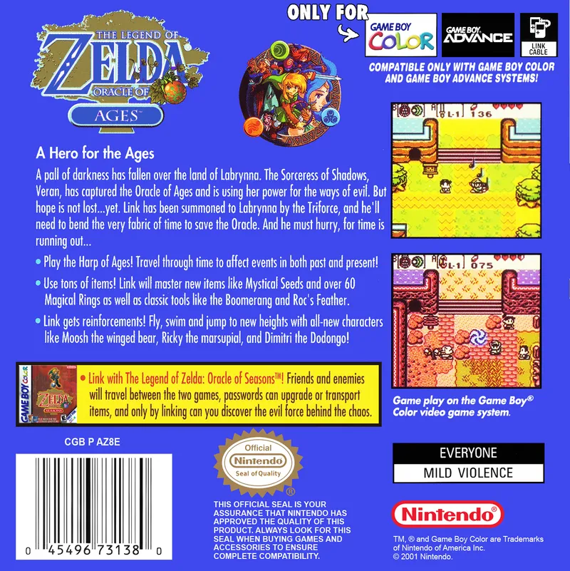 The Legend of Zelda: Oracle of Ages box back