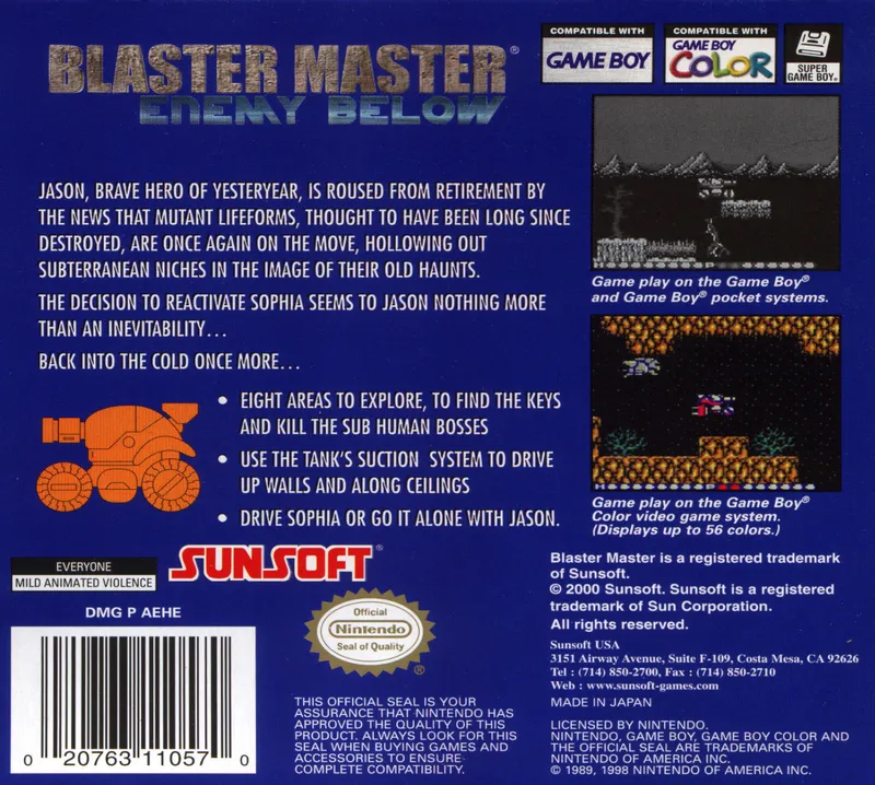 Blaster Master: Enemy Below box back