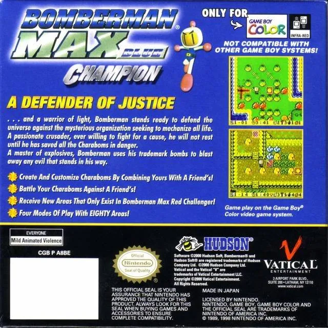 Bomberman Max: Blue Champion box back