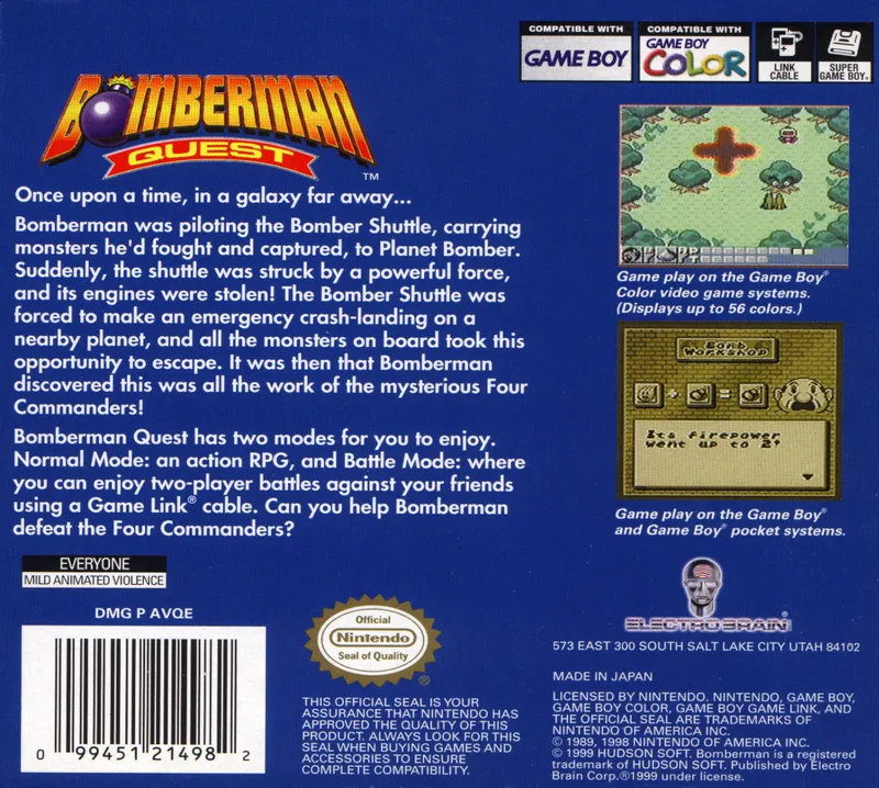 Bomberman Quest box back