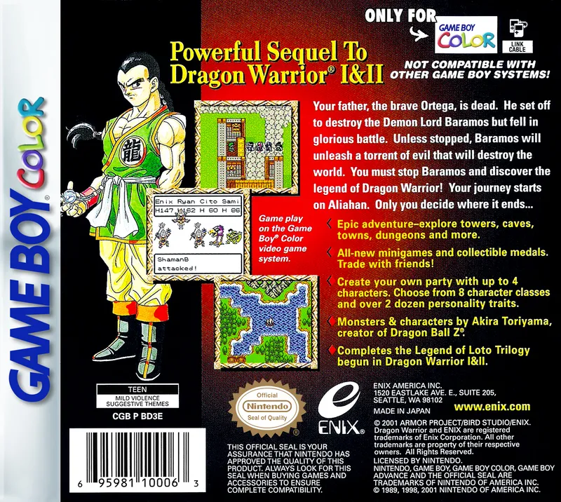 Dragon Warrior III box back