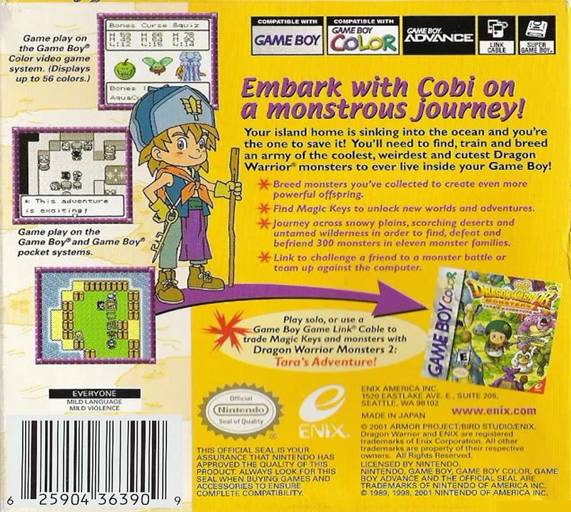 Dragon Warrior Monsters 2: Cobi's Journey box back