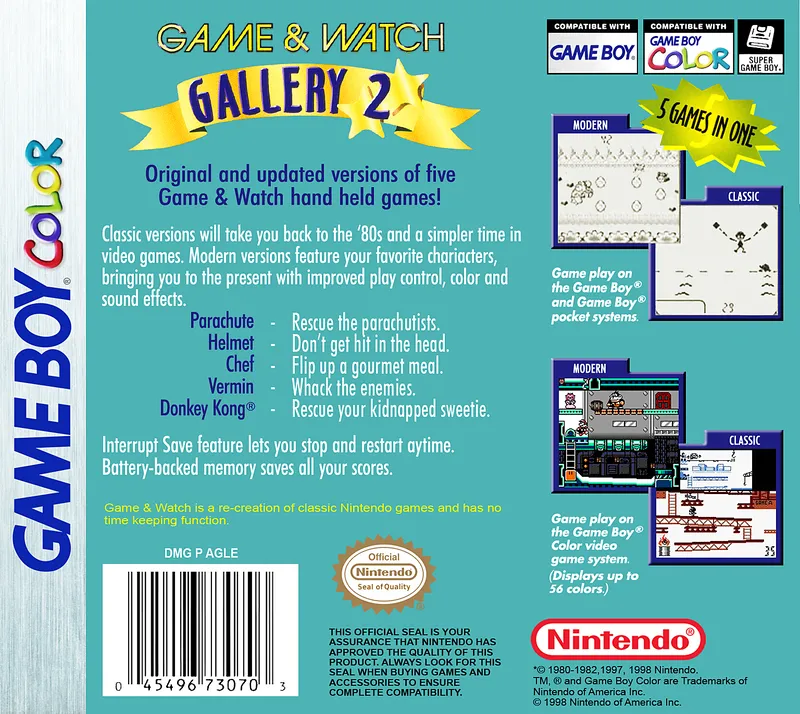 Game & Watch Gallery 2 box back