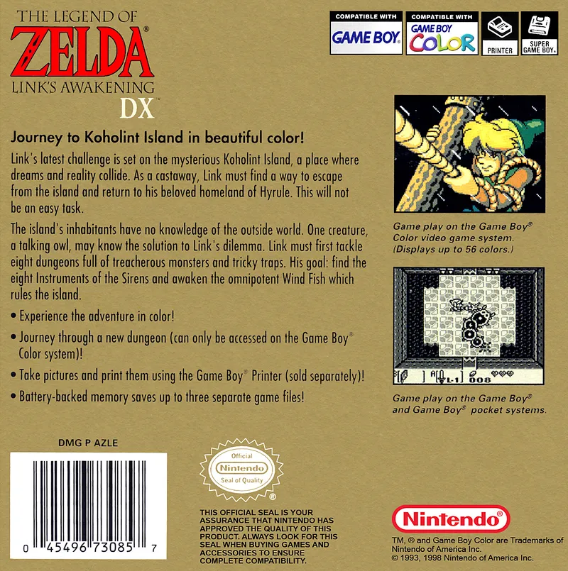 The Legend of Zelda: Link's Awakening DX box back