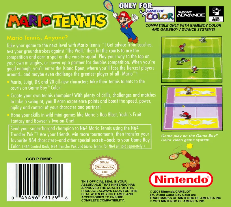 Mario Tennis box back