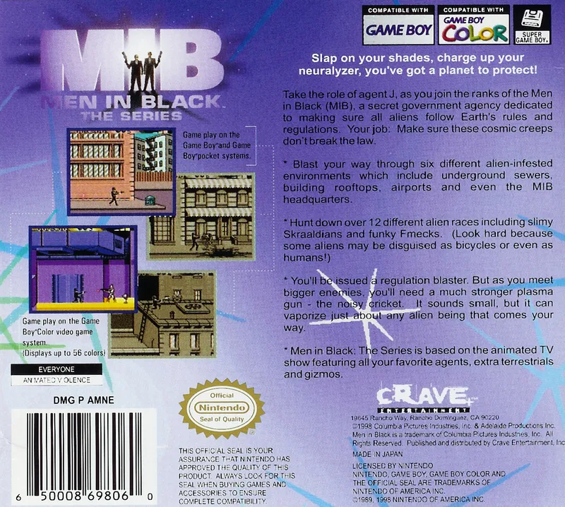 Men in Black: The Series box back