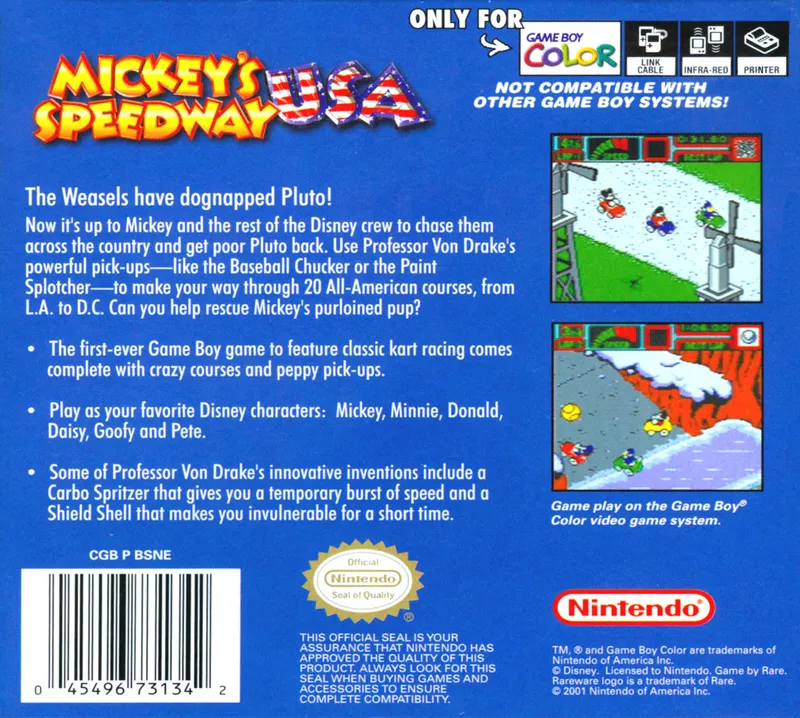 Mickey's Speedway USA box back