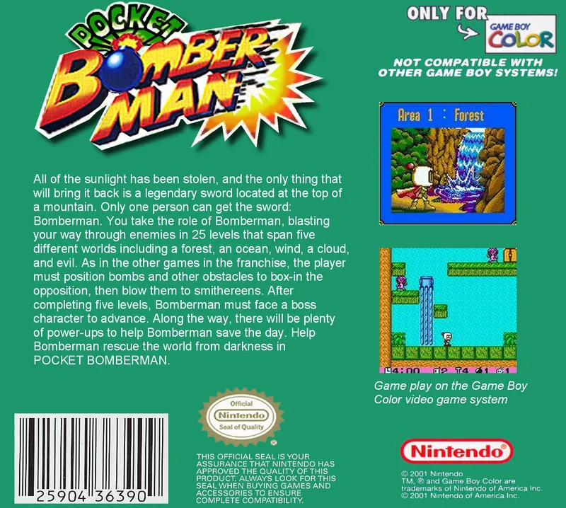 Pocket Bomberman box back