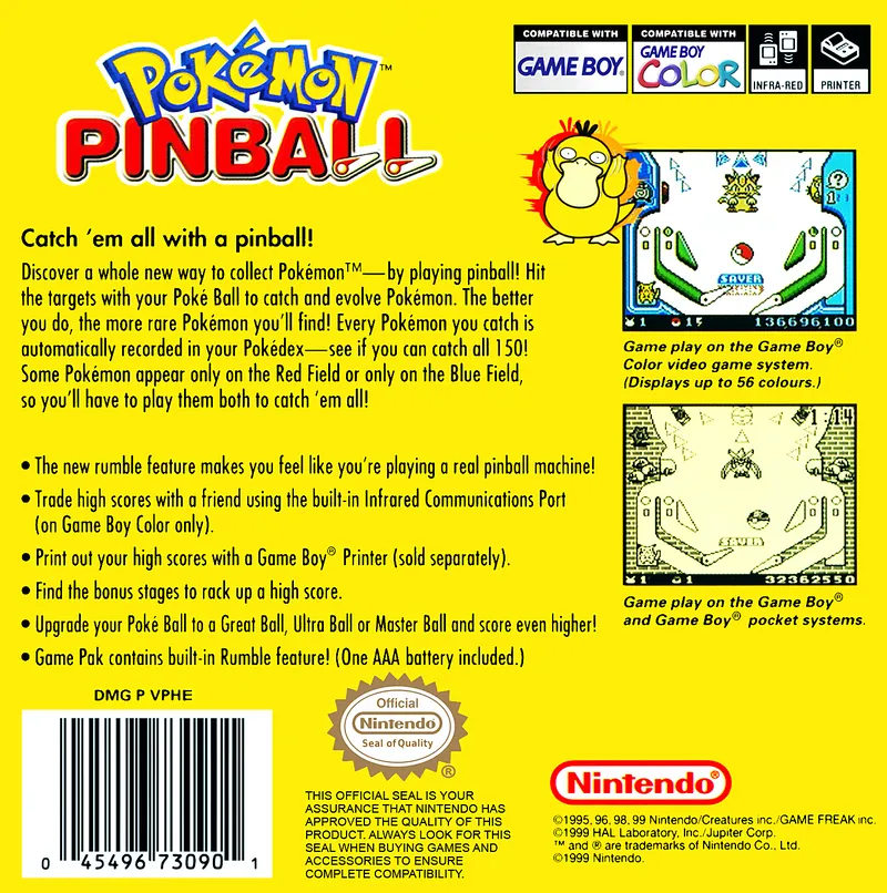 Pokémon Pinball box back