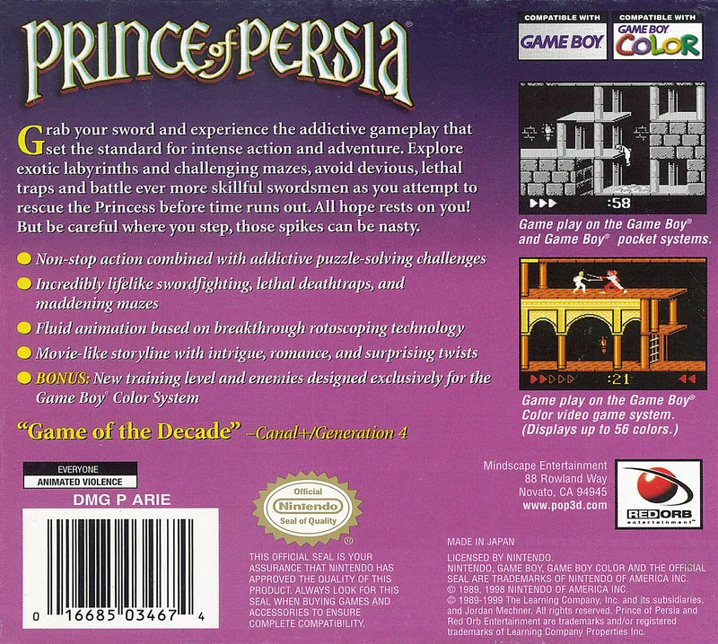 Prince of Persia box back