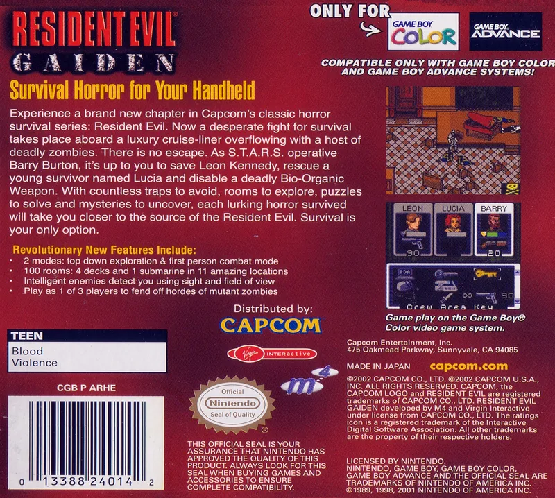 Resident Evil Gaiden box back