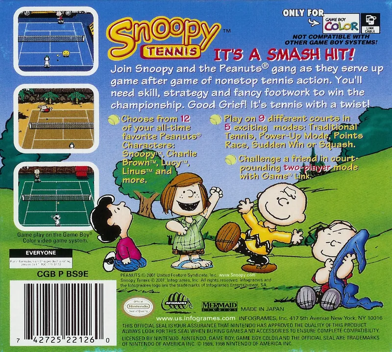 Snoopy Tennis box back