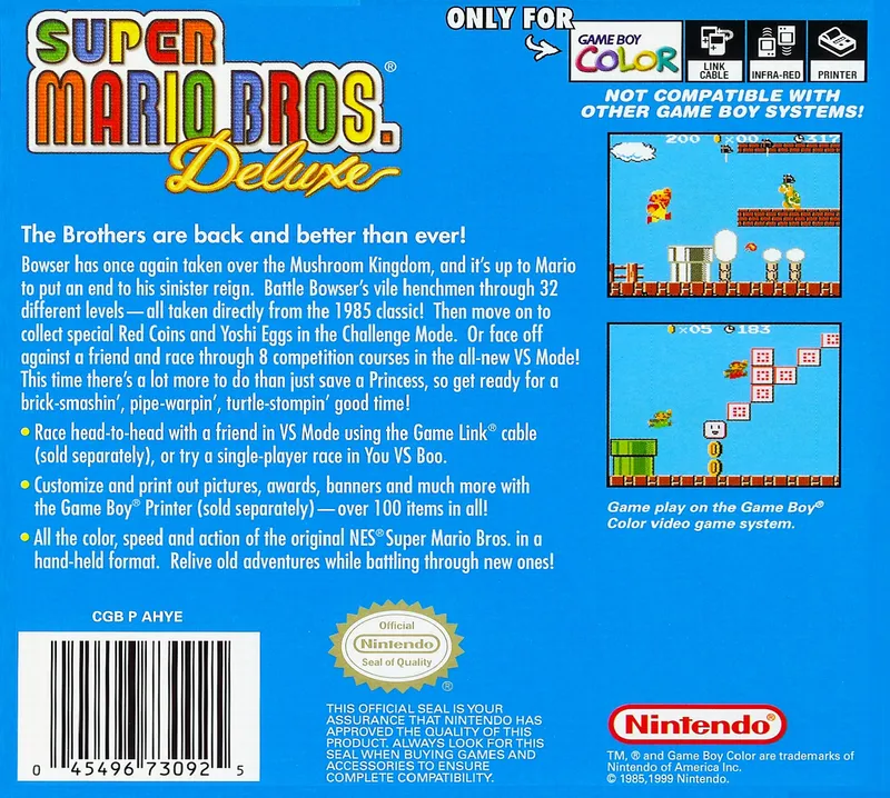 Super Mario Bros. Deluxe box back