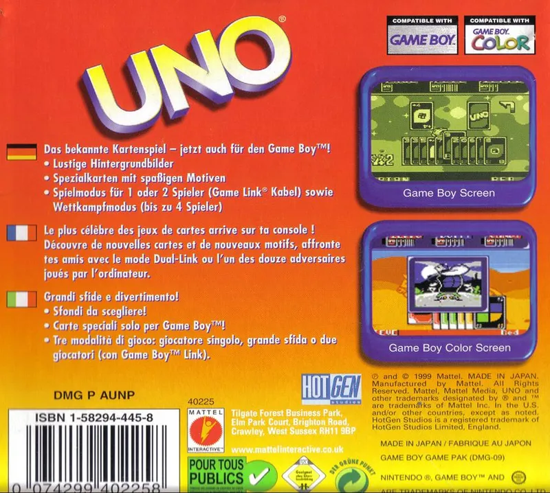 Uno box back