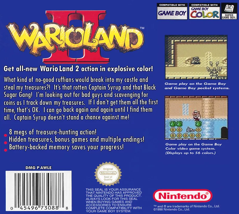 Wario Land II box back