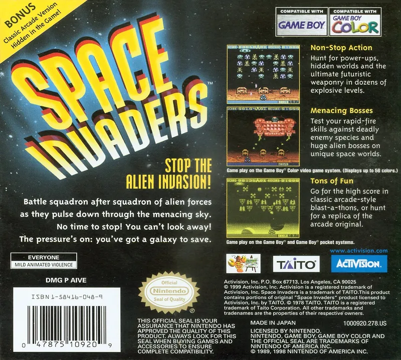 Space Invaders box back