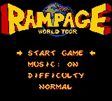 Rampage - World Tour (USA, Europe) (GB Compatible) title screen