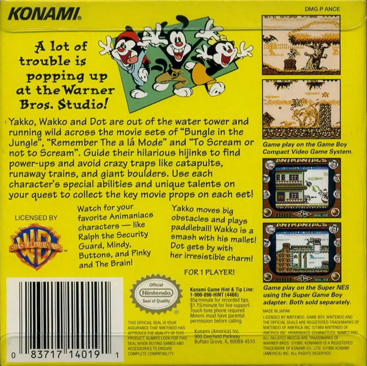 Animaniacs box back