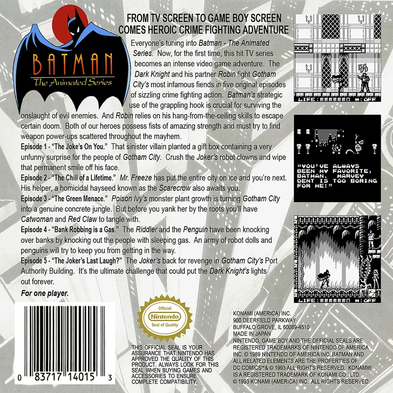Batman: The Animated Series box back