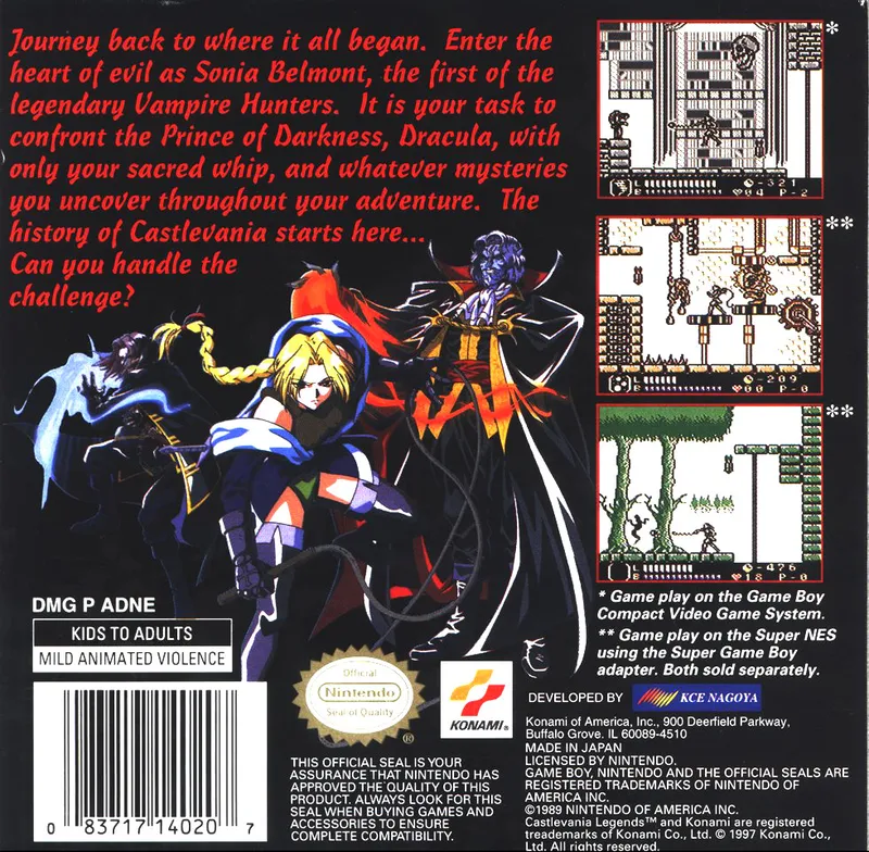 Castlevania Legends box back