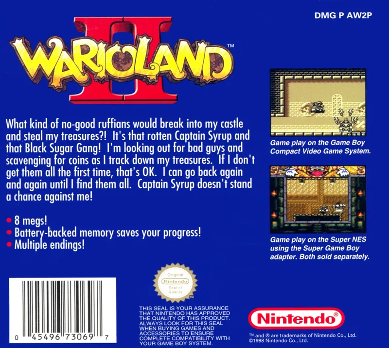 Wario Land II box back