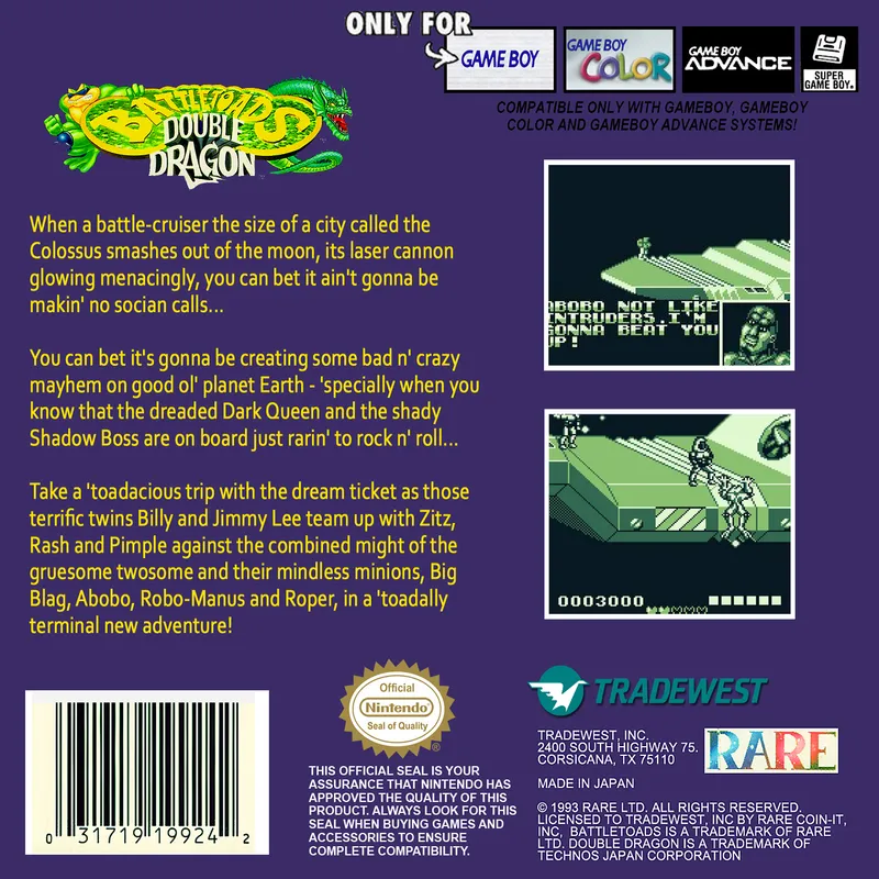 Battletoads / Double Dragon box back