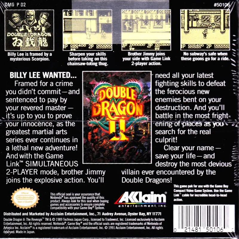 Double Dragon II box back