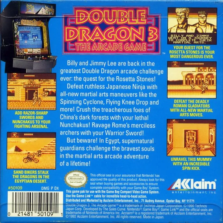 Double Dragon 3: The Arcade Game box back