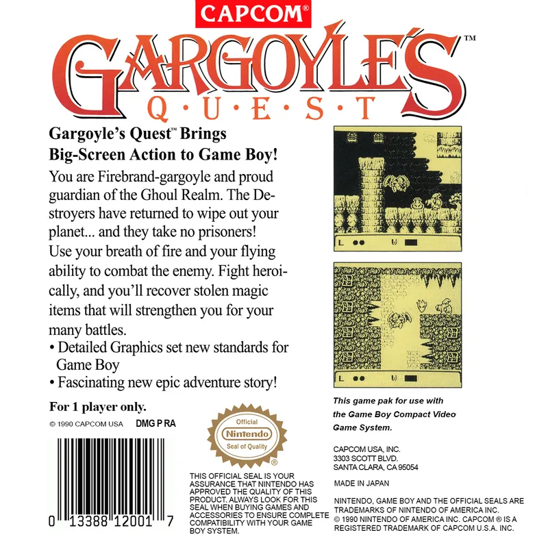 Gargoyle's Quest box back