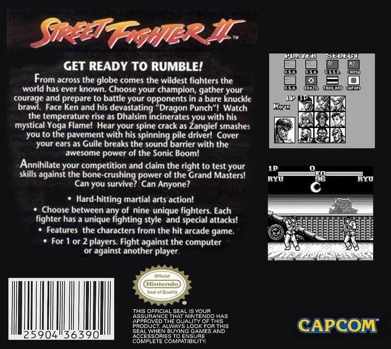Street Fighter II: The World Warrior box back