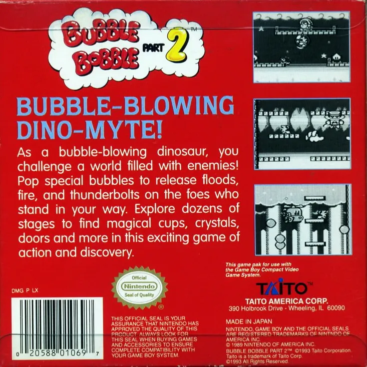 Bubble Bobble Part 2 box back