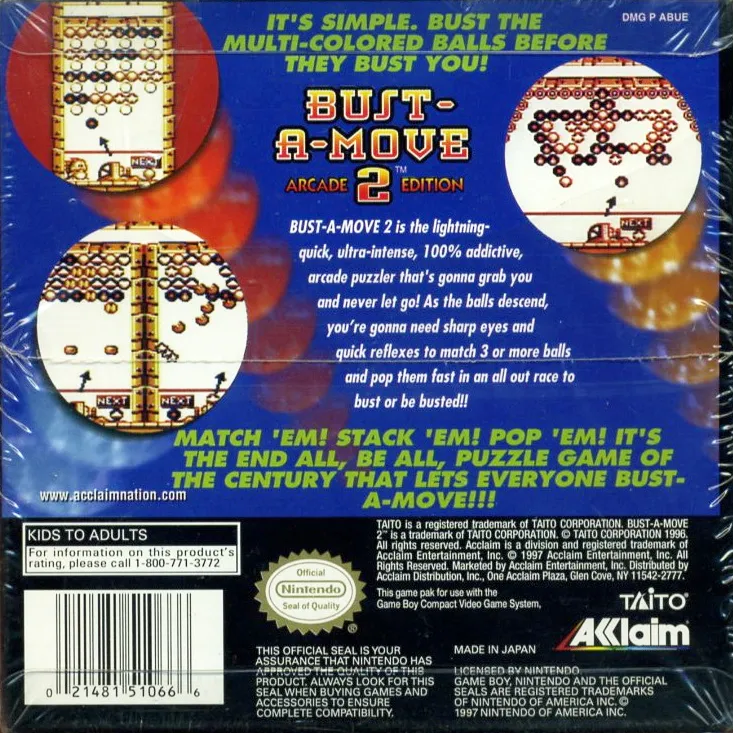 Bust-a-Move 2: Arcade Edition box back