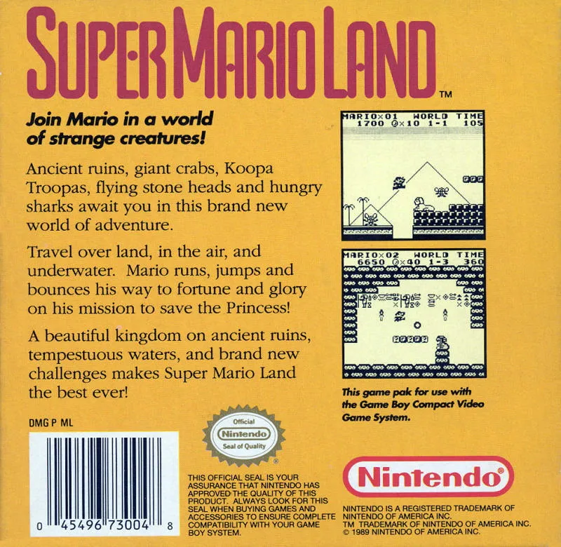 Super Mario Land box back